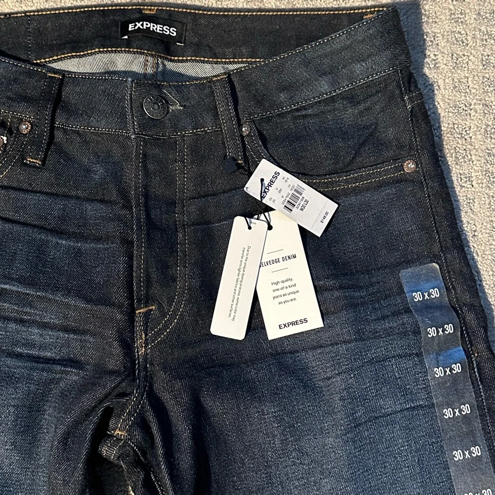 NEW Mens Express Selvedge Denim Jeans Slim Indigo Wash size 30x30